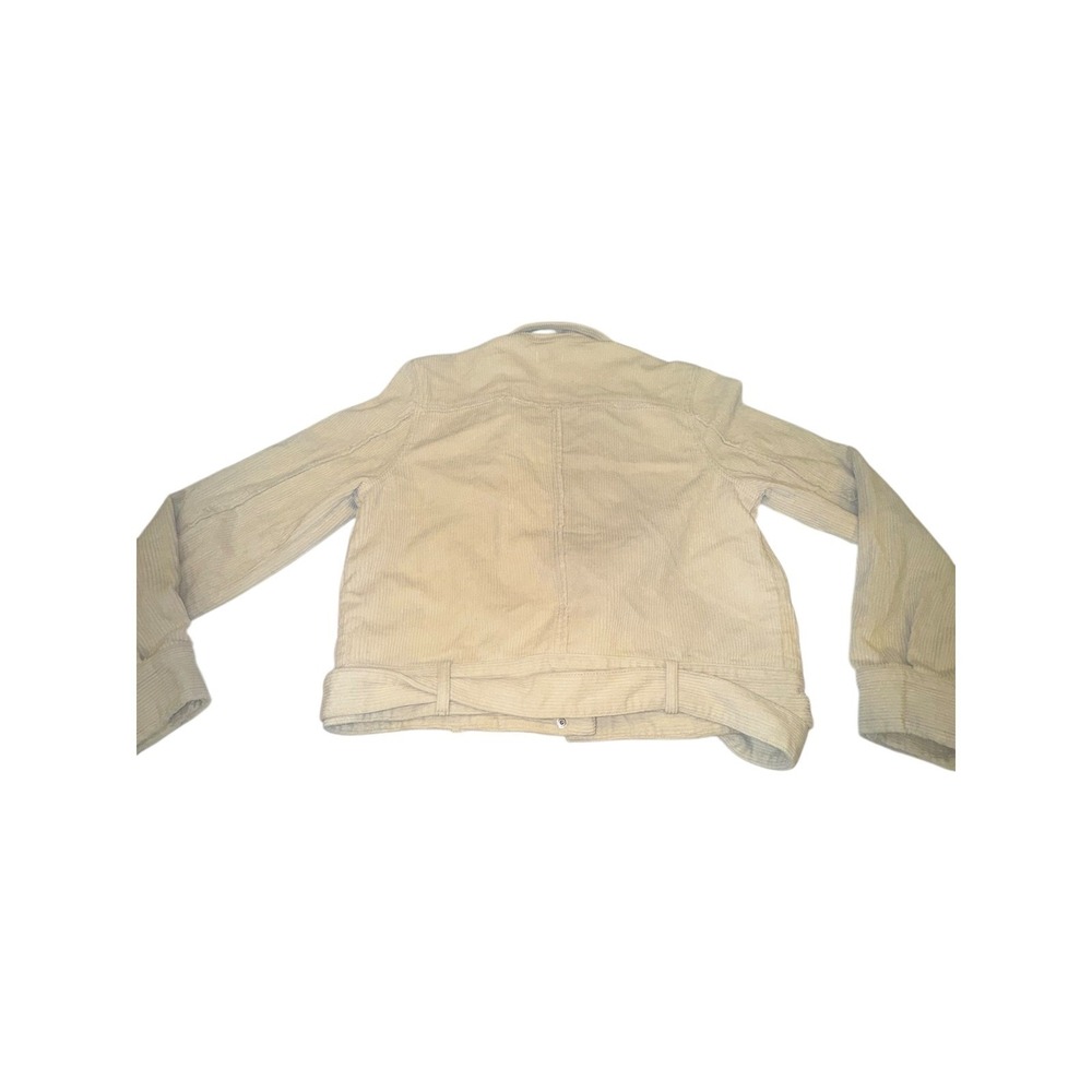 POL Womens Cream Corduroy Moto Jacket Belted Zip Front Size S - Picture 5 of 9